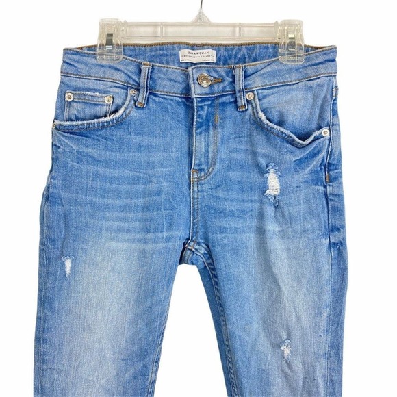 Zara Collection Distressed Blue Jeans Sz 2 - Picture 2 of 6